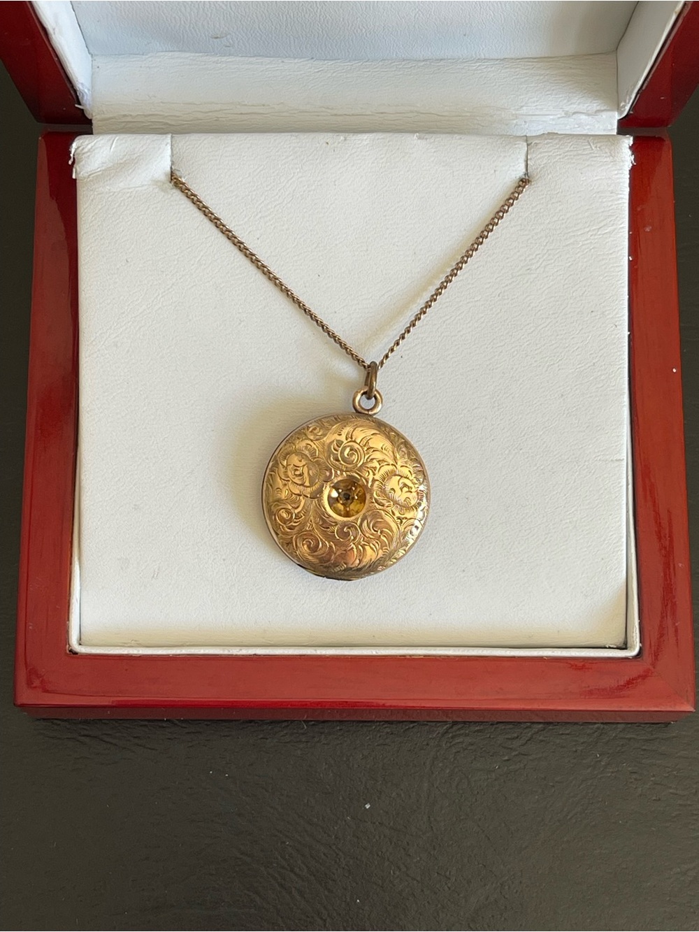 Vintage W & H Co. gold filled locket pendant necklace.